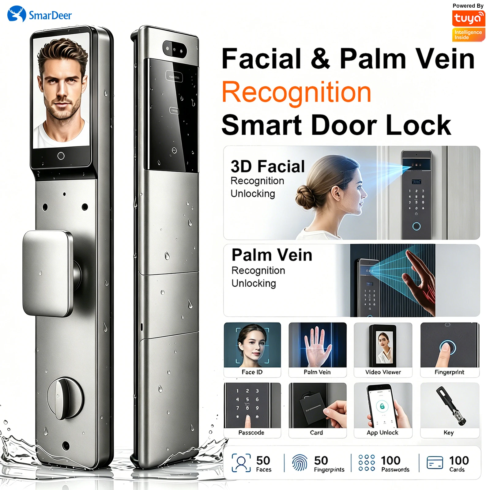 SmarDeer Smart Door Lock 3D-Gesichts- und Handvenenerkennung – Bild 5
