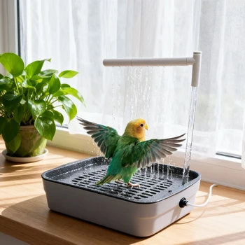 Vogel-Duschbecken für den täglichen Gebrauch - Gesundheitsförderndes Tischbad für Papageien - Automatisch