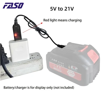 5 V auf 21 V Boost-Kabel, 21 V Batterie, dediziertes Ladekabel, DC-Schnittstelle, USB-Adapterkabel, Ladegerät