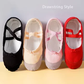 Mädchen-Ballettschuhe mit Kordelzug, Kinder-Tanzschuhe mit weichen Sohlen, professionelle Tanzschuhe