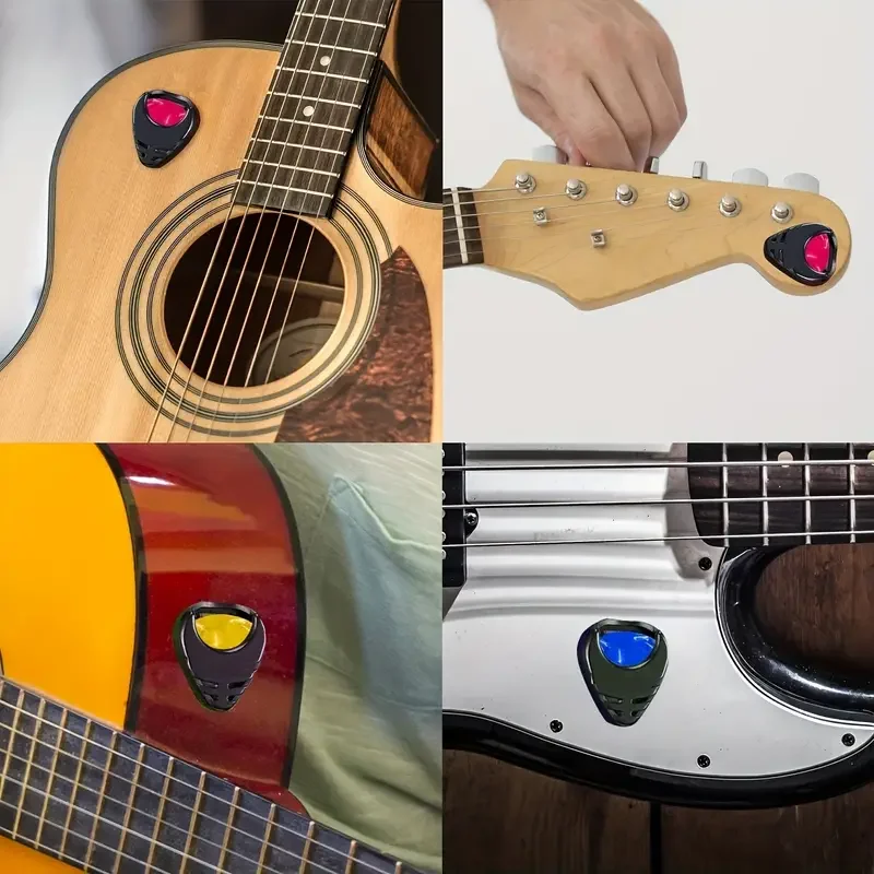 Gitarrenplektrum-Set in verschiedenen Farben mit Halter – Bild 3
