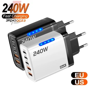 240 W 5 Ports USB PD Ladegerät Typ C Schnellladung Telefon Ladegeräte USB Schnellladeadapter für iPhone 16