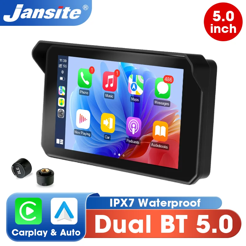 Jansite Dual Bluetooth Motorrad Carplay Bildschirm Navigation
