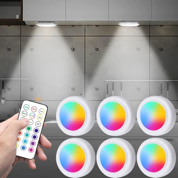 RGB Farbe Unter Schrank Lichter Drahtlose Batterie LED Lichter Fernbedienung Dimmbare Kleiderschrank Nacht