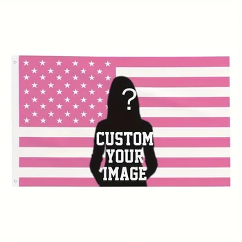 Benutzerdefinierte rosa USA-Amerika-Flagge, 91 x 152 cm, personalisierte Flaggen, entwerfen Sie Ihr Bild