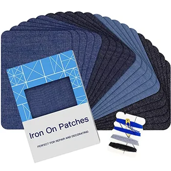 Qualität Denim Patch Eisen auf Jean Patches Selbstklebende Patches Kleidung Reparatur Jeans Kit (5 Stück)