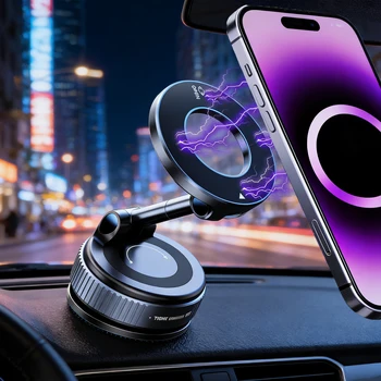 Starker Magnetischer Auto-Handyhalter Faltbar 360° ° Verstellbare Vakuum-Saughalterung Universal für Auto