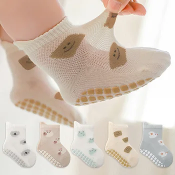 5 Paar rutschfeste Kindersocken mit niedlichem Cartoon-Muster für Kinder, Jungen und Mädchen, Bodensocken