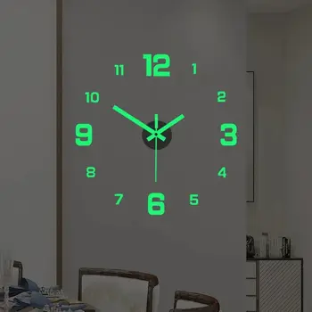 EW Kreative Einfache Leuchtende Digitale Uhr Europäischen Stil DIY Stille Wanduhr Studie Wohnzimmer