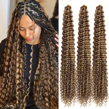 Tief gewelltes Twist-Häkelhaar, Boho-Zopfhaar, synthetisches lockiges Haar, Häkelzöpfe