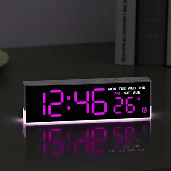 USB-betriebener digitaler Wecker mit weißem Stimmungslicht TEMP Week 2 Alarm DST Tischuhr, 3