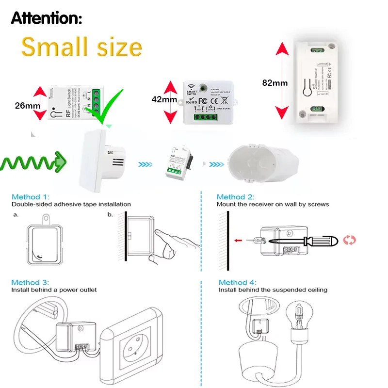 Wireless Smart Switch Licht RF 433 Mhz 86 Wand Panel Schalter – Bild 3