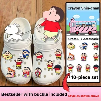 Miniso Kawaii Anime Crayon Shin-Chan Schuhe Schnalle Zubehör Für Clogs Cartoon Schuhe Charms Für Party