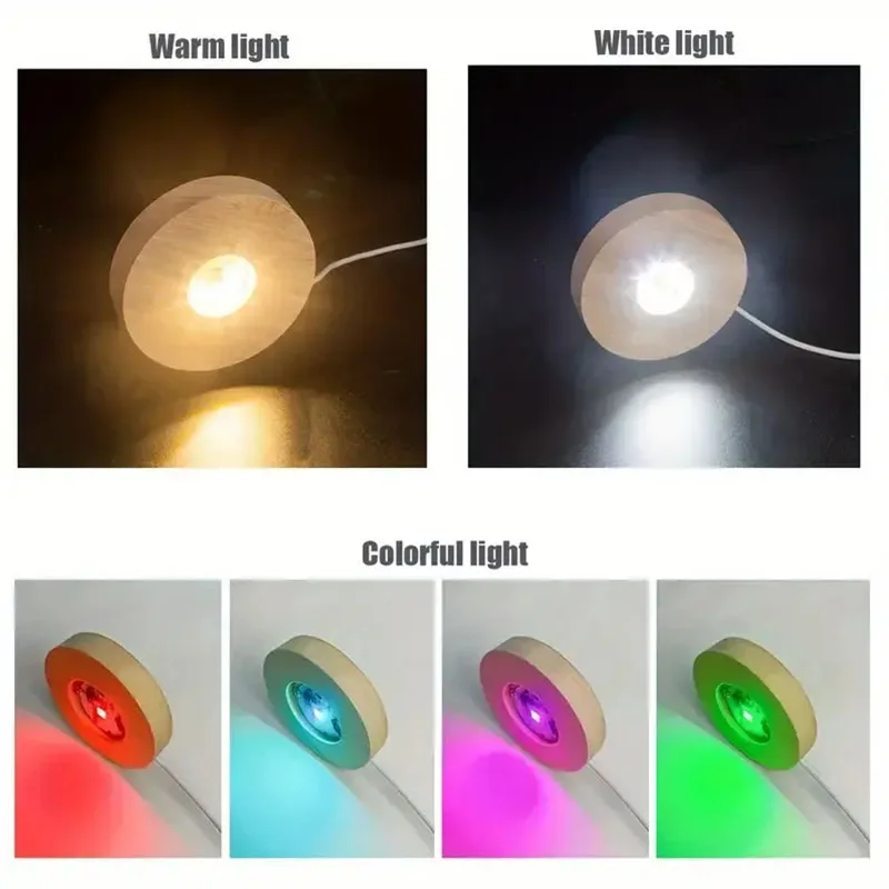 1/4 Stück LED-Holzständer mit runder beleuchteter Basis – Bild 5