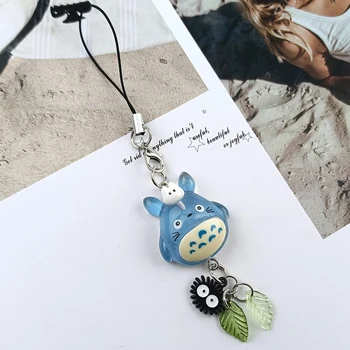 Kawaii Blaues Tier Totoro Handyanhänger Ruß Sprite Schlüsselanhänger Wald Anime Katze Cosplay Anhänger Zubehör