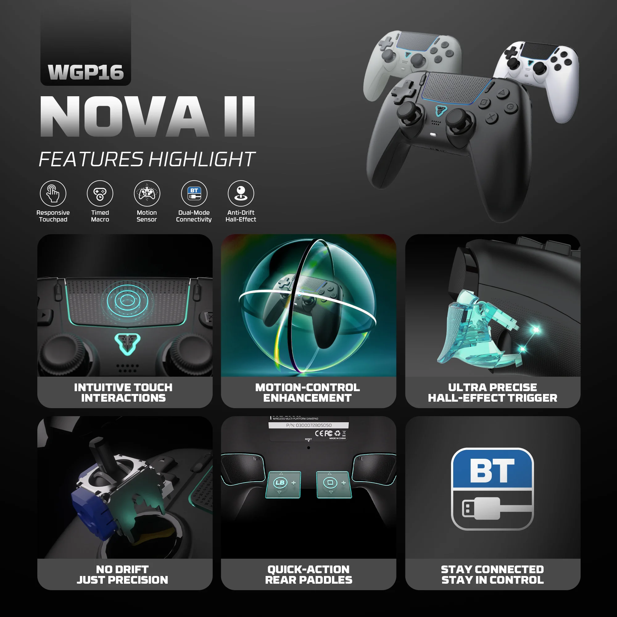 FANTECH NOVA II WGP16 Wireless Gamepad Gyro Sensor Hall – Bild 2