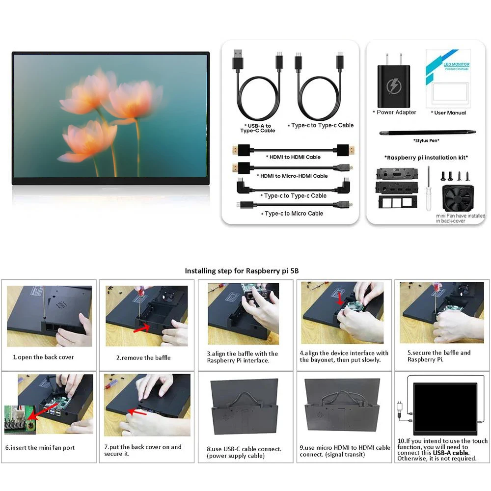 14 Zoll Touchscreen-Display 1920x1200 HDMI Typ-C Anschluss – Bild 6