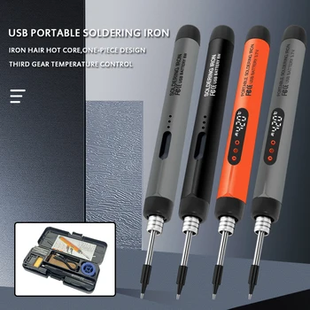 USB-Lötkolben, Mini-Lötkolben-Set, tragbar, für den Haushalt, Typ-C-Schnittstelle, 800 mAh Akku, einstellbare