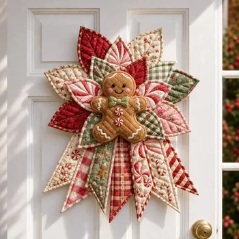 Weihnachtlicher gesteppter Türkranz DIY-Nähset Lebkuchenmann Weihnachtsstern Stoff-Wandbehang Feiertagsparty