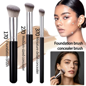 Foundation-Concealer-Pinsel, Premium-Kontur-Rouge-Pinsel, makelloser, dichter Gesichts-Make-up-Pinsel unter