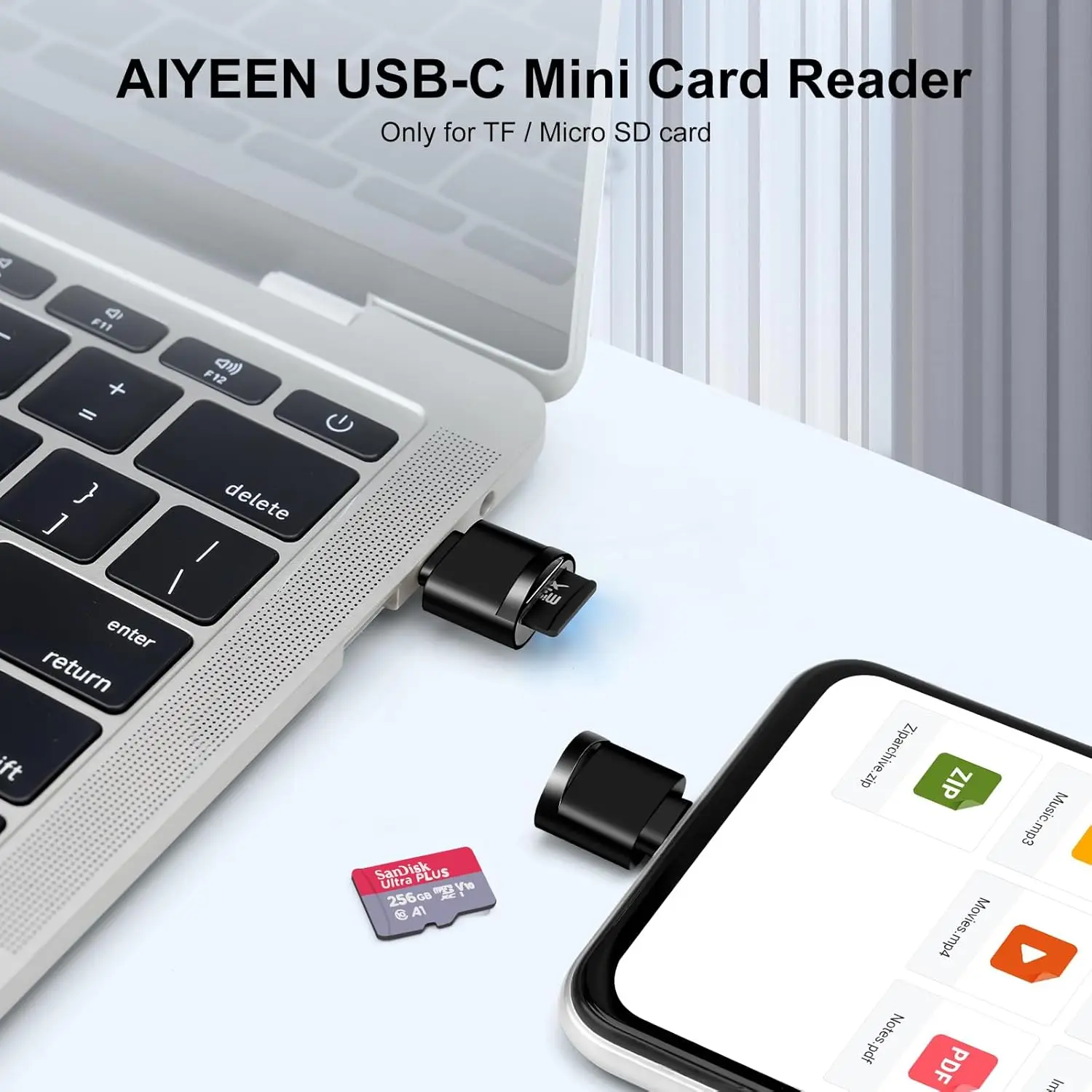 USB-C TF-Kartenleser, USB-C zu USB-A, Tragbarer – Bild 2