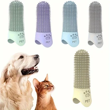 Weiche Silikon-Hundezahnbürste 360° ° Fingerzahnbürste für Hunde und Katzen, langlebige Haustier-Fingerbürste
