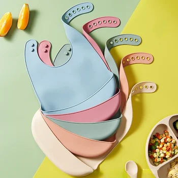 Baby-Lätzchen, verstellbar, wasserdicht, für Babys, weiches essbares Silikon, für Neugeborene, Speichel