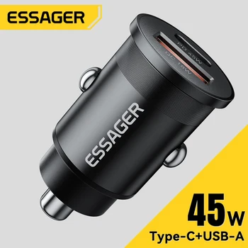 Auto-Ladegerät 45 W mit 2 Anschlüssen, USB-C PD und QC 3.0