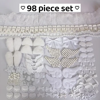 Polka-Dot-Band-Zubehör-Set mit Baumwollfüllflügeln, Schleife und niedlichen Katzen (98 Stück)