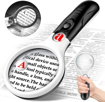 45X Professionelle Lupe Schmuck Lupe Mit LED-Licht Handlupe Lupa Für Münzen Briefmarken Kinder Senioren Lesen