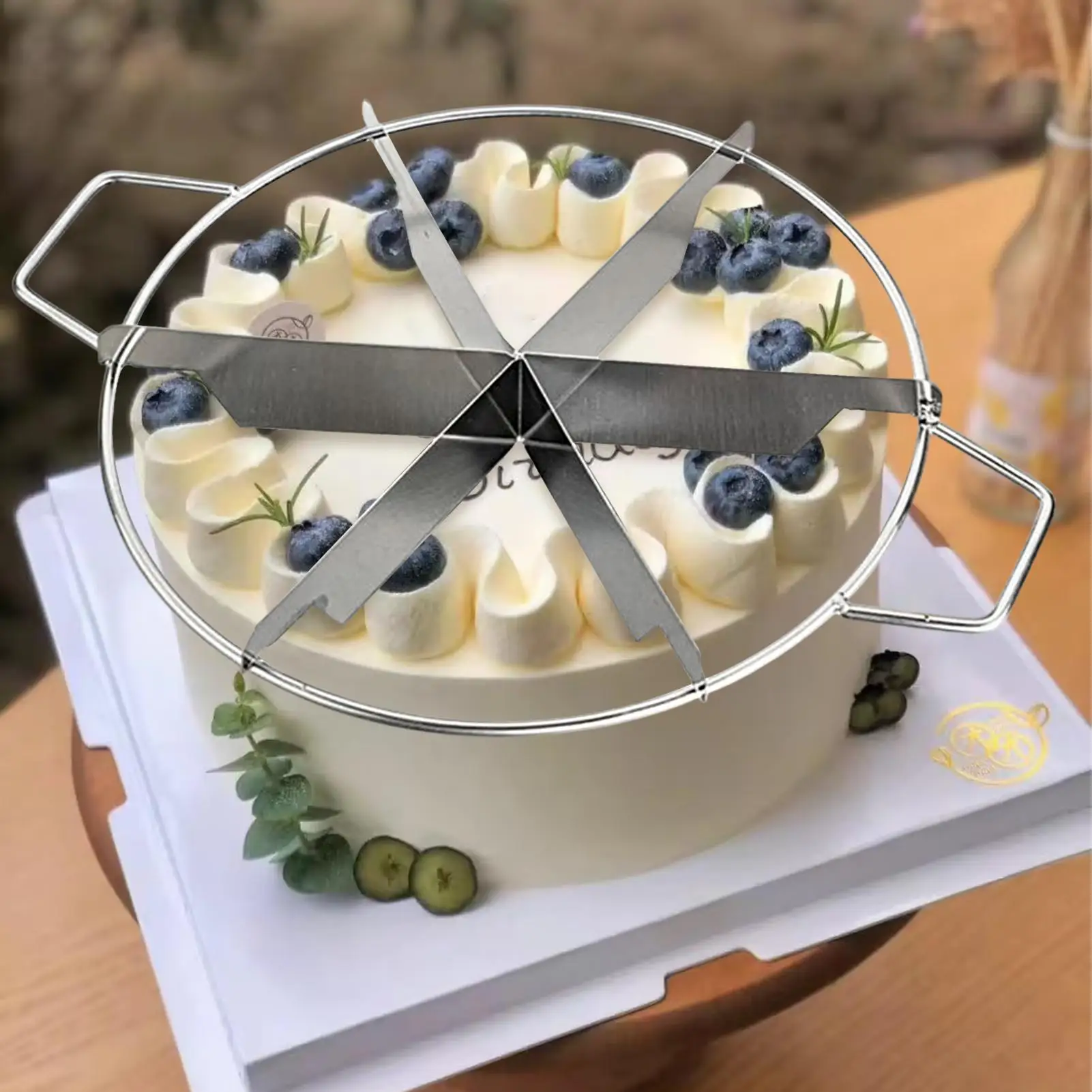 Kuchenteiler aus Edelstahl, 6/7/8 gleiche Portionen – Bild 2