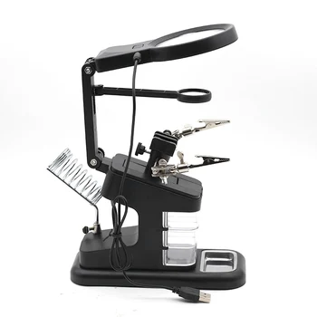 Schweißen Lupe LED Licht Hilfs Clip Lupe Lupe 3 In 1 Hand Löten Lötkolben Ständer Halter Station