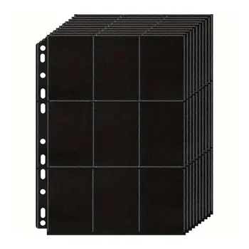 10er-Pack schwarze Aufbewahrungsbrieftasche mit 9 Fächern für A4-Sammelkartenbinderseiten - doppelseitige