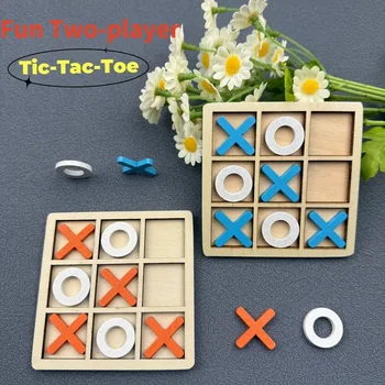 Tic Tac Toe-Puzzlespiel aus Holz für zwei Spieler, interaktives Logik- und Strategie-Brettspiel