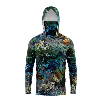 Männer Kapuze Angeln Shirt Langarm Angeln T-Shirt UV-Schutz Angeln Bekleidung