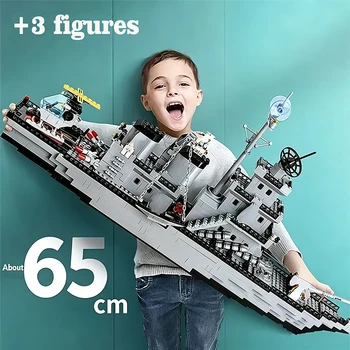 65CM Super Großer Marine-Kriegsschiff-Bausatz Armee-Schiffsmodell 6-in-1 Multiform-Bausteine Spielset