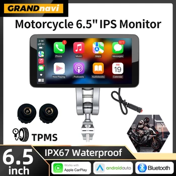 6,5 Zoll Motorrad Tragbare Smart Display IP67 Wasserdichte Drahtlose CarPlay Android Auto Abnehmbare Halterung
