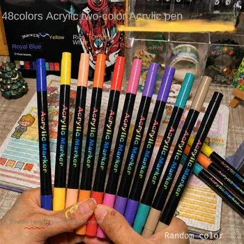 Professionelle Acryl-Farbmarker mit 24/48 Farben, Doppelspitze Fein und Pinselspitze, Geeignet für Stein