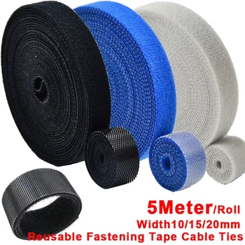 5 m Nylon-Kabelbinder mit Hakenschlaufe, wiederverwendbares Befestigungsband, Kabelbinder, Kabel-Organizer