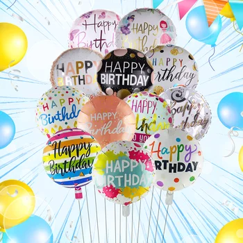 18 Zoll runde Happy Birthday Luftballons Set Geburtstag Party Dekorationen Geburtstagsthema (10 Stück)