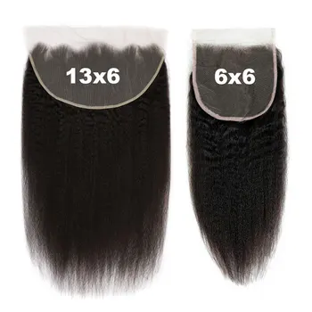 Kinky Straight Lace Closure Frontal Only 5x5 13x6 HD Transparent Lace Closure Virgin Raw Human Hair Closure