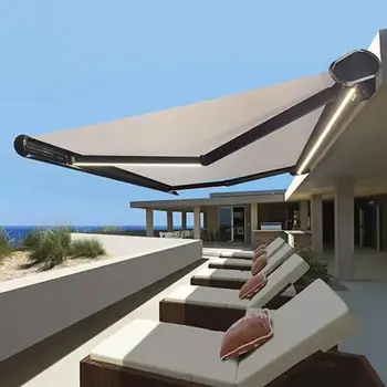 Moderne einziehbare Aluminium-Terrassenmarkise für den Außenbereich, Markise kann im Stil angepasst werden