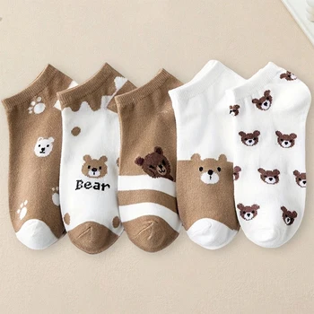 5 Paar Damen-Socken mit Cartoon-Muster, trendige, vielseitige, atmungsaktive, schweißableitende