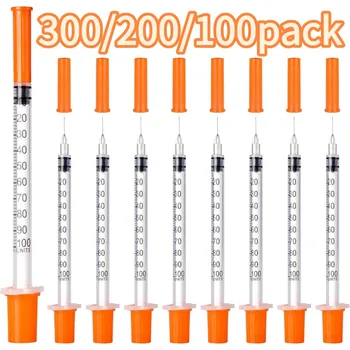 300/200/100/50er-Pack 0,5/1ml Spritzen mit Nadel Einzelverpackung für Labor- und Haustierbedarf
