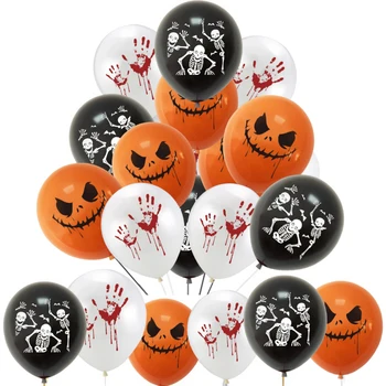 12 Zoll Latexballons, 3 Stile, blutige Hand und Totenkopf-Luftballons mit gruseligem Ausdruck