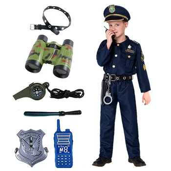 Komplette das Polizeikostüm Ihres Kindes mit Walkie-Talkie-, Pfeifen- und Handschellenzubehör