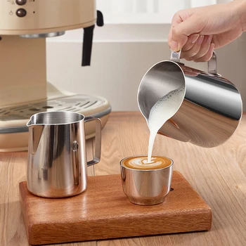 100/150/350/600 ml Kaffee Milch Aufschäumen Krug Latte Art Milchaufschäumer Krug Edelstahl Messung Krug topf