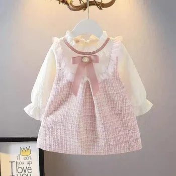 Mädchen Langarm Rock Nette Lose Kleid Oberbekleidung Frühjahr Neue Koreanische Stil Kleidung Kinder Casual