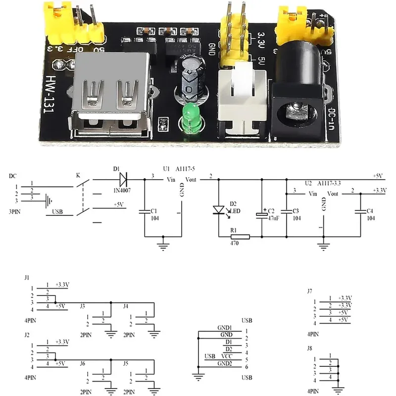 3sets 3,3 V 5 V MB102 Lötfreies Breadboard Netzteil Modul mit – Bild 2