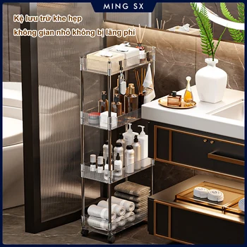 Mobiles Lagerregal, Trolley-Organizer mit Rädern, Acryl, schmaler Schlitz, Aufbewahrungsschrank, Badezimmer